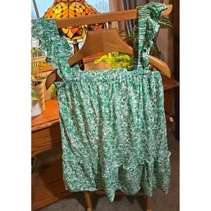 Women's LUSH green floral halter flowy shirt./dress Sz Med. Boho whimsy casual